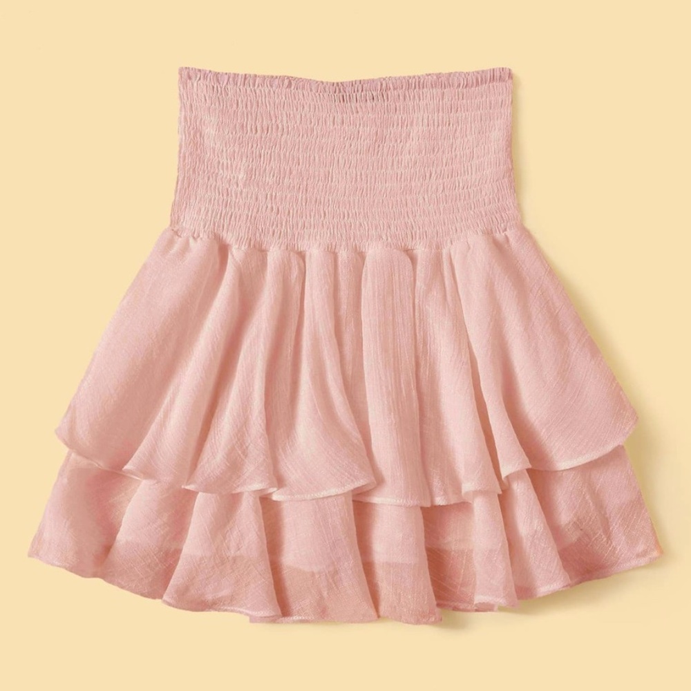 Pink Shirred Skirt